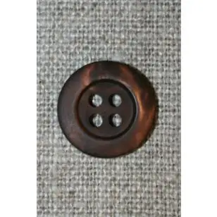 4-huls knap mørkebrun meleret, 15 mm. - 