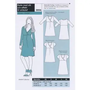 Onion 2056 Kjole med slå om-effekt til strikstof - Snitmønstre Onion til voksne