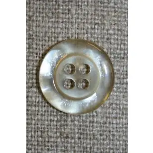 Off-white blank 4-huls-knap, 15 mm. - Knapper Brun, beige og off-white