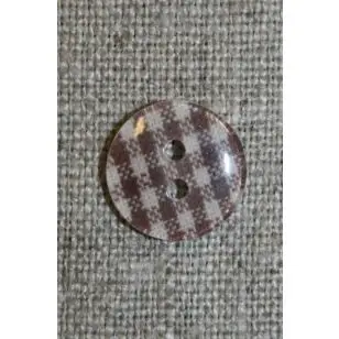 Ternet 2-huls knap brun/hvid, 14 mm. - Knapper Brun, beige og off-white