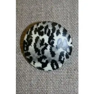 Knap m/dyreprint, off-white/sort/grå - Knapper Brun, beige og off-white