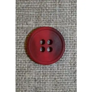 4-huls knap hindbærrød/vinrød meleret, 15 mm. - Knapper Rød/lyserød/lilla