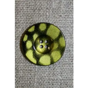 4-huls knap m/pletter sort/lime, 20 mm. - Knapper Grøn, gul og orange