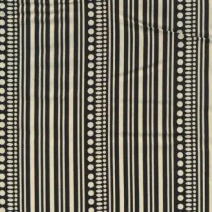 Patchworkstof med striber og prikker i sort og off-white - Patchworkstof