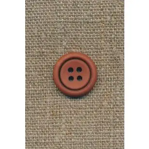 4-huls knap brændt orange m/sort kant, 18 mm. - Tilbud knapper