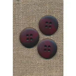 4-huls knap meleret mørk rød/bordeaux, 18 mm. - Tilbud knapper