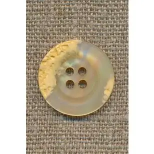 4-huls knap krakeleret lysegul/creme, 20 mm. - Knapper Grøn, gul og orange