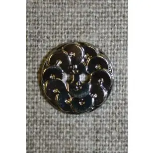 Knap i Palliet-look, sølv 15 mm. - Guld-, sølv- og metalknapper