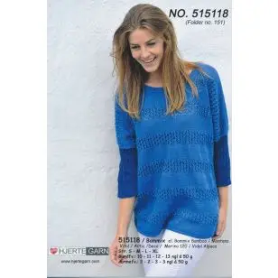 515118 Sweater m/rib-ærmer - Strikopskrifter Dame