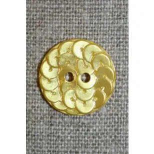 Knap i Palliet-look, gul 18 mm. - Knapper Grøn, gul og orange