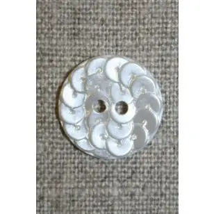 Knap i Palliet-look, off-white 18 mm. - Knapper Brun, beige og off-white