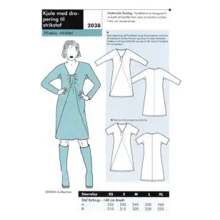 Onion 2038 -Kjole med drapering til strikstof - Snitmønstre Onion til voksne