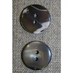 Perlemors-knap brun, 17 mm. - Knapper Brun, beige og off-white