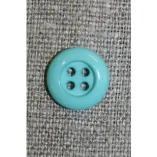 4-huls knap 12 mm, aqua/lysegrøn - Knapper Blå, turkis og petrol