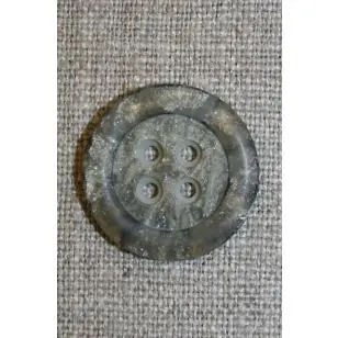 4-huls knap meleret sten-look, grå/brun, 22 mm. - Knapper Brun, beige og off-white