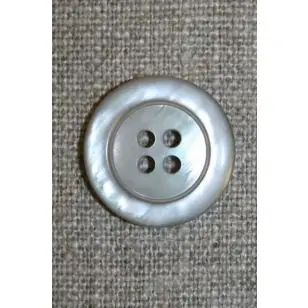 Sand blank 4-huls-knap, 20 mm. - Knapper Brun, beige og off-white