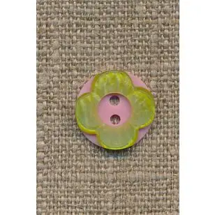 Blomster knap lyserød/lime - Knapper Rød/lyserød/lilla