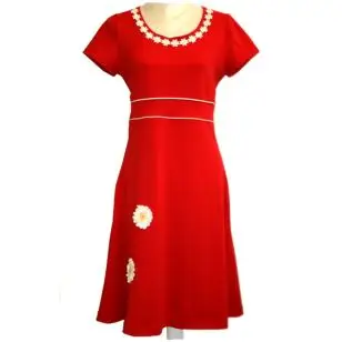 Jersey kjole rød m/Marguerit - Inspiration