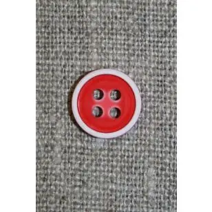 4-huls knap m/hvid kant, rød - Knapper Rød/lyserød/lilla