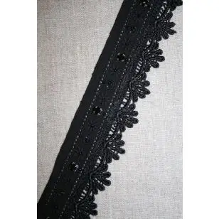 Sort feston/blonde m/perler/sten - Feston