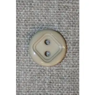 2-huls knap m/firkant, beige - Knapper Brun, beige og off-white