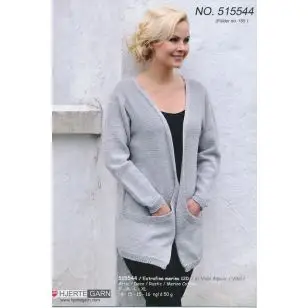 515544 Cardigan m/vende lommer - Strikopskrifter Dame