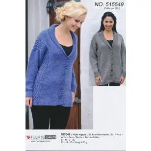 515549 Trøje m/sjalskrave - Strikopskrifter Dame