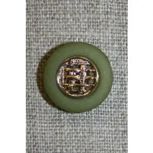 Knap oliven/guld, 18 mm. - Knapper Grøn, gul og orange