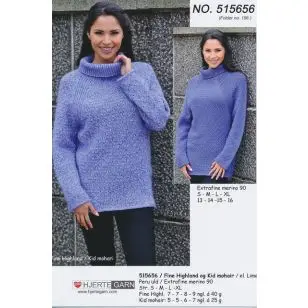 515656 Sweater m/drejet rib - Strikopskrifter Dame