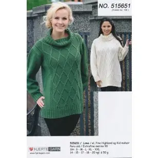 515651 Sweater m/rudemønster - Strikopskrifter Dame