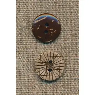 Kokos knap m/streger, 15 mm. - 