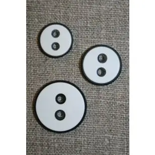 2-huls knap m/sort kant, hvid 15 mm. - Tilbud knapper