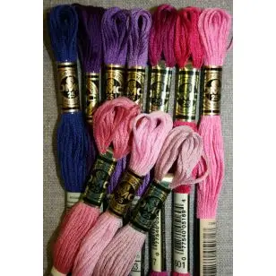 Broderigarn DMC Mouliné rød/lilla - 