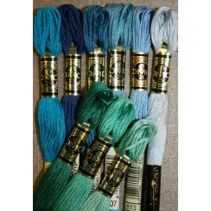 Broderigarn DMC Mouliné blå/grøn - 