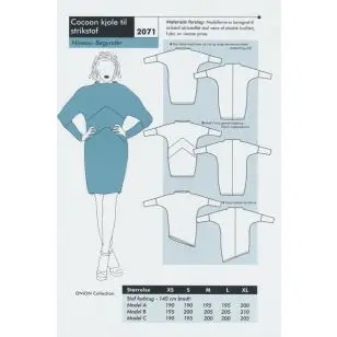 Onion 2071 Cocoon kjole til strikstof - Snitmønstre Onion til voksne