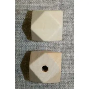 Træperle natur fazet 20 mm. - Hobby