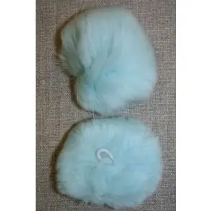Pels-pompon af kanin, 6 cm. aqua - Pomponer