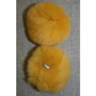 Pels-pompon af kanin, 6 cm. gul - Pomponer