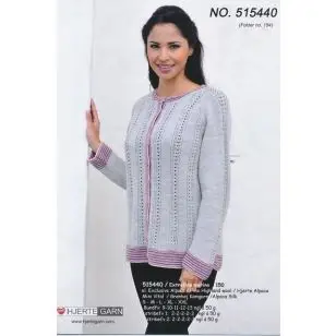 515440 Cardigan m/hulmønster - Strikopskrifter Dame