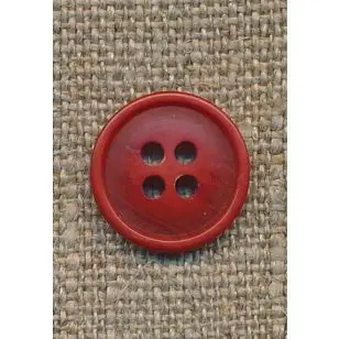 4-huls knap lys brændt orange-meleret, 15 mm. - Knapper Grøn, gul og orange