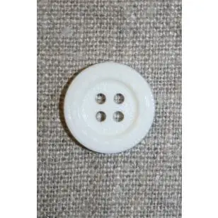 Knækket hvid knap m/stikning, 18 mm. - Knapper Brun, beige og off-white