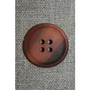 4-huls knap pudder-laks/grå-brun meleret, 23 mm. - Knapper Brun, beige og off-white