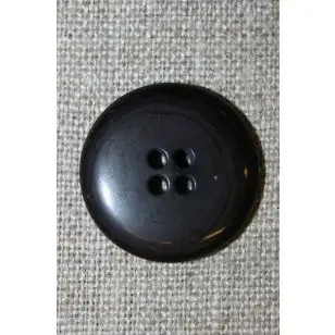 4-huls knap mørk grå-brun/koks, 22 mm. - Knapper Brun, beige og off-white