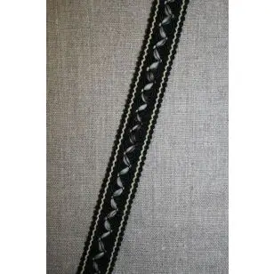 Bånd med agraman og zigzag, sort-beige-brun-aqua - Div. bånd