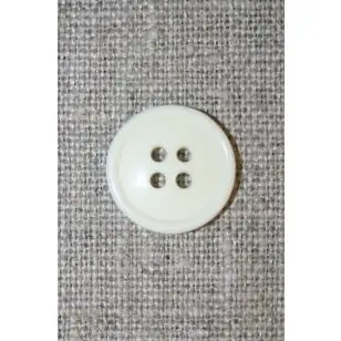 4-huls knap knækket hvid 17 mm. - Knapper Brun, beige og off-white
