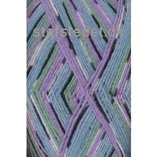 Aloe strømpegarn print lyselilla/blå/lysegrøn - P: 2½-3 - Aloe strømpegarn