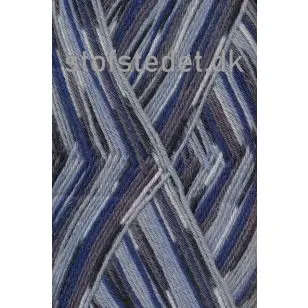 Aloe strømpegarn print klar blå/grå/koks - P: 2½-3 - Aloe strømpegarn