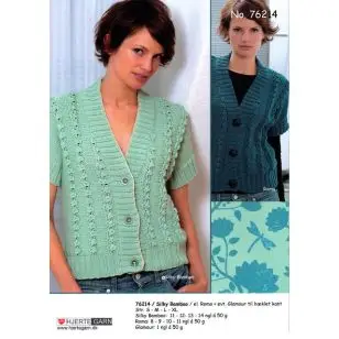 76214 Trøje m/ knudemønster - Pind 4-4½