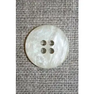 Off-white 4-huls knap i perlemors-look, 18 mm. - Knapper Brun, beige og off-white