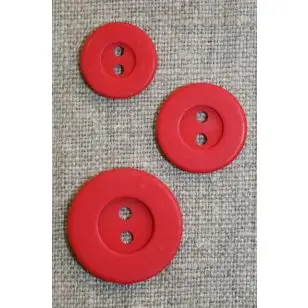 Rød 2-huls knap m/kant 15 mm. - Knapper Rød/lyserød/lilla